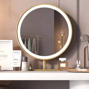 Modern Makeup Vanity Table With LED Lighted Mirror With Movable Top