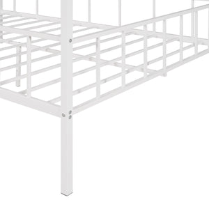 Full Size Metal House Bed Frame with Slatted Support - No Box Spring Needed