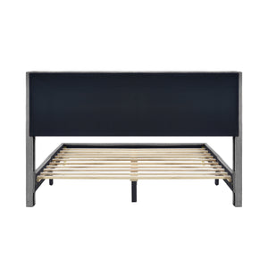 Queen Size Corduroy Platform Bed with Metal Legs