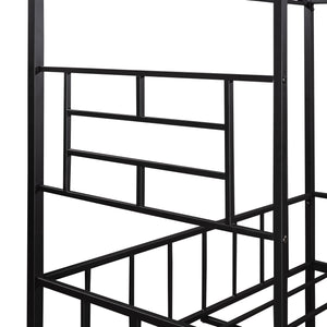 Full Size Metal House Bed Frame with Slatted Support - No Box Spring Needed