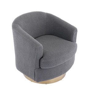 30.7''W Boucle Swivel Accent Barrel Chair Modern Comfy Sofa With Gold Stainless Steel Base for Living Room;  360 Degree Club Arm Chair for Nursery Bedroom Living Room Lounge Hotel