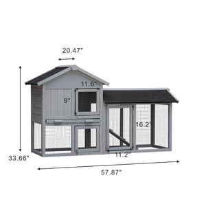 Rabbit Hutch / Chicken Coop with Large Run Space and No-Leak Plastic Tray