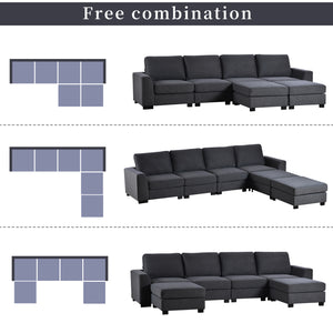 U-Shaped Sofa with Removable Ottomans - 3 Pieces