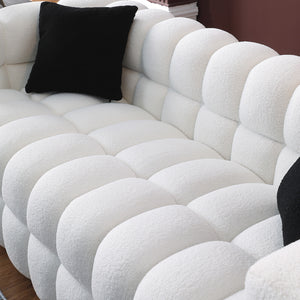 62.2length ,35.83\" deepth ,human body structure for USA people, marshmallow sofa,boucle sofa ,White color,3 seater