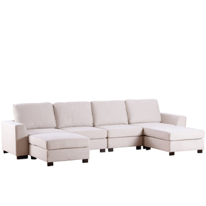 U-Shaped Sofa with Removable Ottomans - 3 Pieces