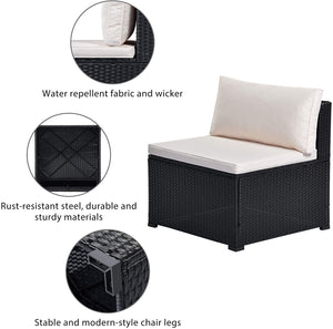 6-Piece Outdoor Furniture Set with PE Rattan Wicker