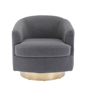 30.7''W Boucle Swivel Accent Barrel Chair Modern Comfy Sofa With Gold Stainless Steel Base for Living Room;  360 Degree Club Arm Chair for Nursery Bedroom Living Room Lounge Hotel