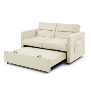 Loveseats Sofa Bed with Pull-out Bed;  Adjsutable Back and Two Arm Pocket