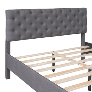 Full Size Upholstered Linen Platform Bed