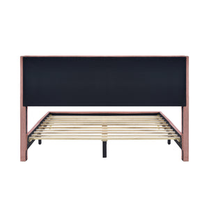 Queen Size Corduroy Platform Bed with Metal Legs