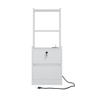 Nightstand with Lock and Charging station, storage cabinets with open dividers