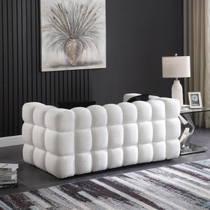 62.2length ,35.83\" deepth ,human body structure for USA people, marshmallow sofa,boucle sofa ,White color,3 seater