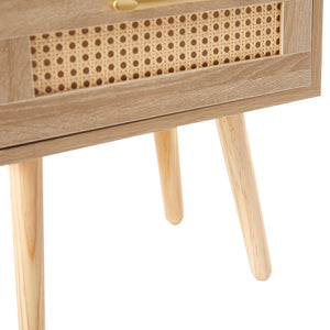 15.75" Rattan End Table with Power Outlet & USB Ports