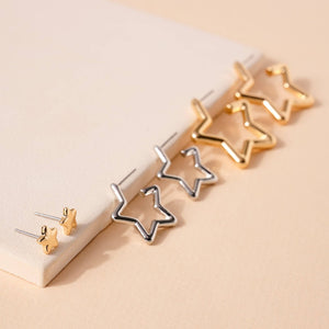 Star Hoop Earrings Set